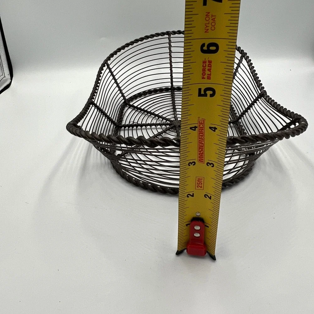 Wire Fruit Basket Home OS Brown NWOT Rustic Twisted Metal Boat